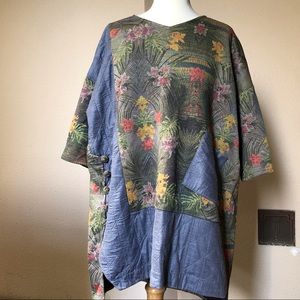 NEW Flower Print Knit Quilted Pullover Tunic-Sz S